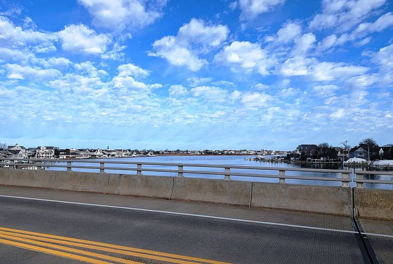 Waterfront homes and docks along Beaver Dam Creek, seen from the Beaver Dam Road bridge